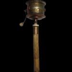 Old Tibetan Prayer Wheel Wood Holder- D