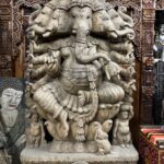 Old Huge Panchmukhi Ganesha On Lotus Base