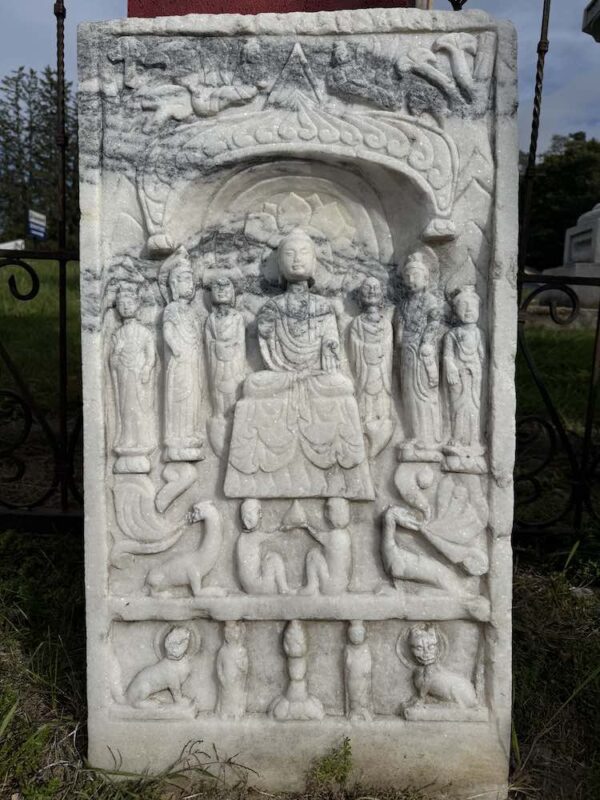 Antique White Marble Buddhist Stella China - Image 2