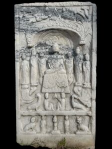 Antique White Marble Buddhist Stella China