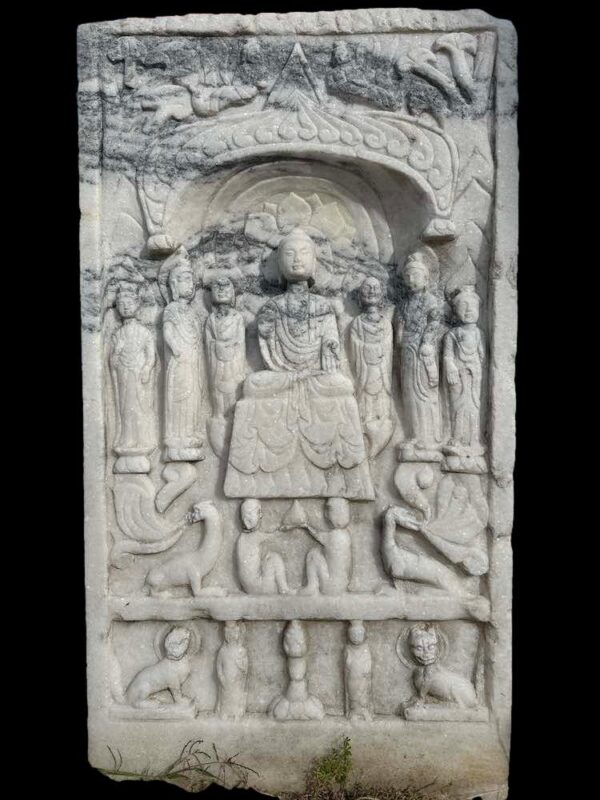 Antique White Marble Buddhist Stella China - Image 1