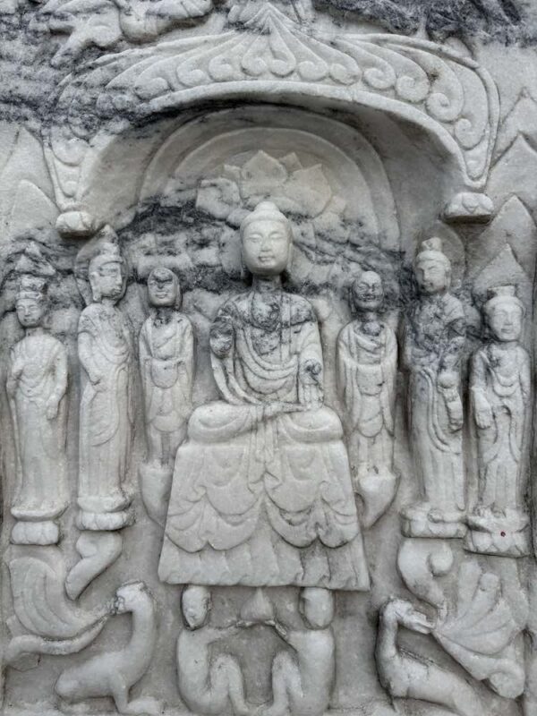 Antique White Marble Buddhist Stella China - Image 5