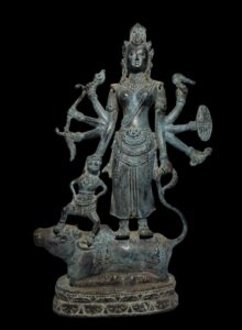 Vintage Lost Wax Cast Brass Durga, Bhairava on Nandi