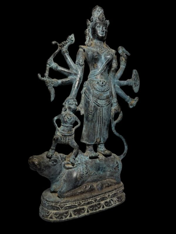 Vintage Lost Wax Cast Brass Durga, Bhairava on Nandi - Image 2