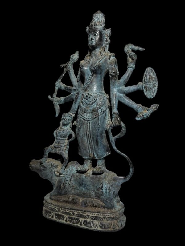 Vintage Lost Wax Cast Brass Durga, Bhairava on Nandi - Image 3