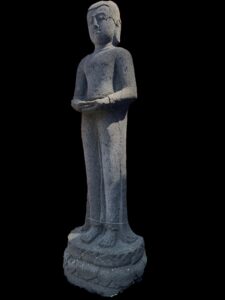 Old Javanese Lava Stone Buddha Stand Dhyana Mudra - Image 3