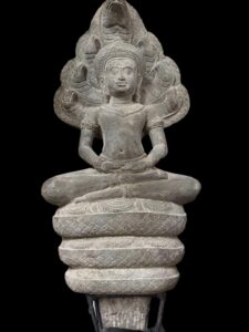 Khmer Mucalinda Seated Buddha Atop An Iron base - Image 2