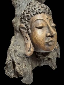 Hand-Carved Buddha Face From Ancient Wood Root - Image 3