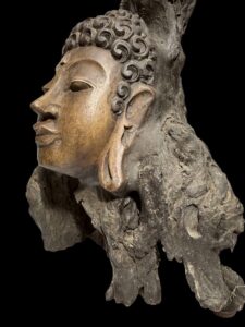 Hand-Carved Buddha Face From Ancient Wood Root - Image 4