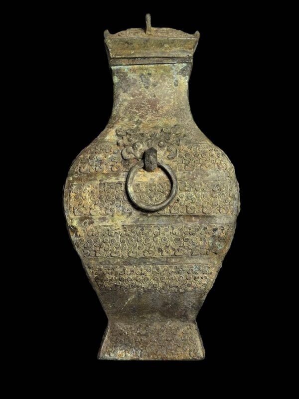 Four Sided Fanghu Bronze Wine Vessel Zhou Era Style - Image 4