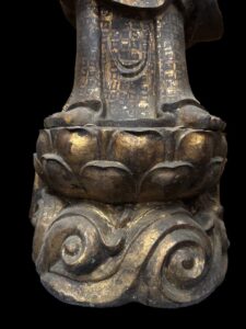 63" Antique Bronze Guan Yin Standing Atop The Lotus Base - Image 6