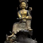 51" Antique Bronze Bodhisattva Vadisimha Manjushri (Wenshu)