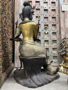 51" Antique Bronze Bodhisattva Vadisimha Manjushri (Wenshu) - Image 6