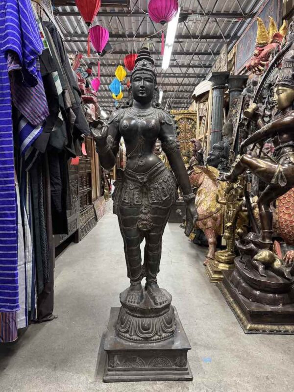 57" Large Antique Brass Temple Parvati - Image 1