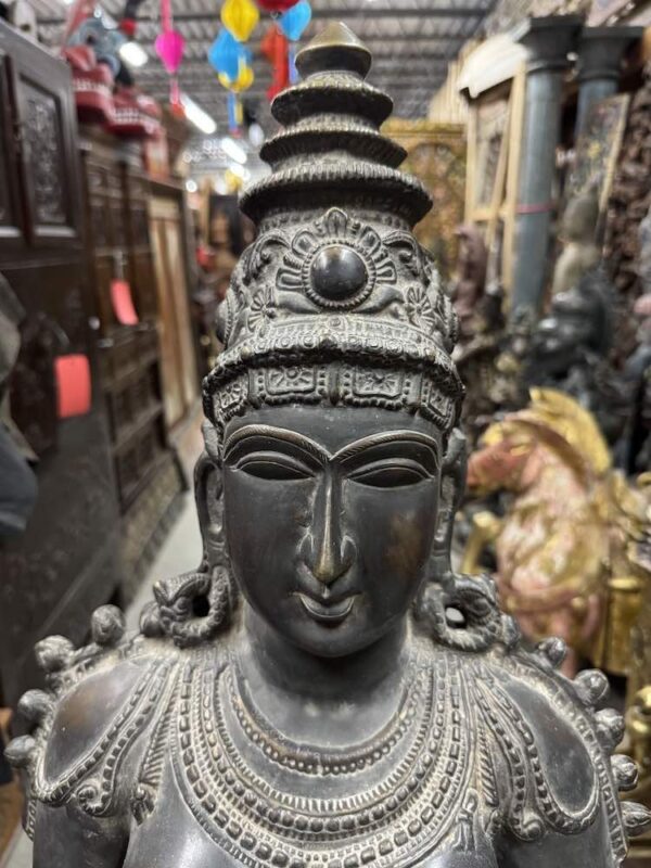 57" Large Antique Brass Temple Parvati - Image 5