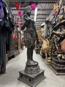 57" Large Antique Brass Temple Parvati - Image 2