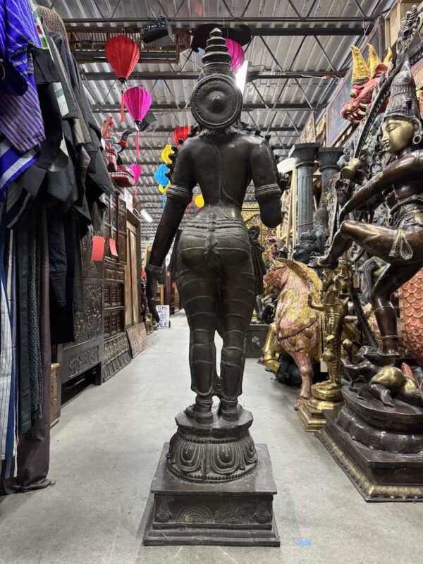57" Large Antique Brass Temple Parvati - Image 4