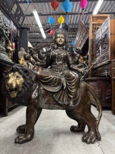 43" Great Quality Brass Durga On Her Lion Dawon - Image 2
