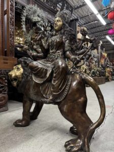 43" Great Quality Brass Durga On Her Lion Dawon - Image 4
