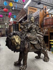 43" Great Quality Brass Durga On Her Lion Dawon - Image 3