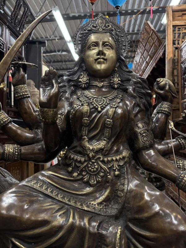 43" Great Quality Brass Durga On Her Lion Dawon - Image 6