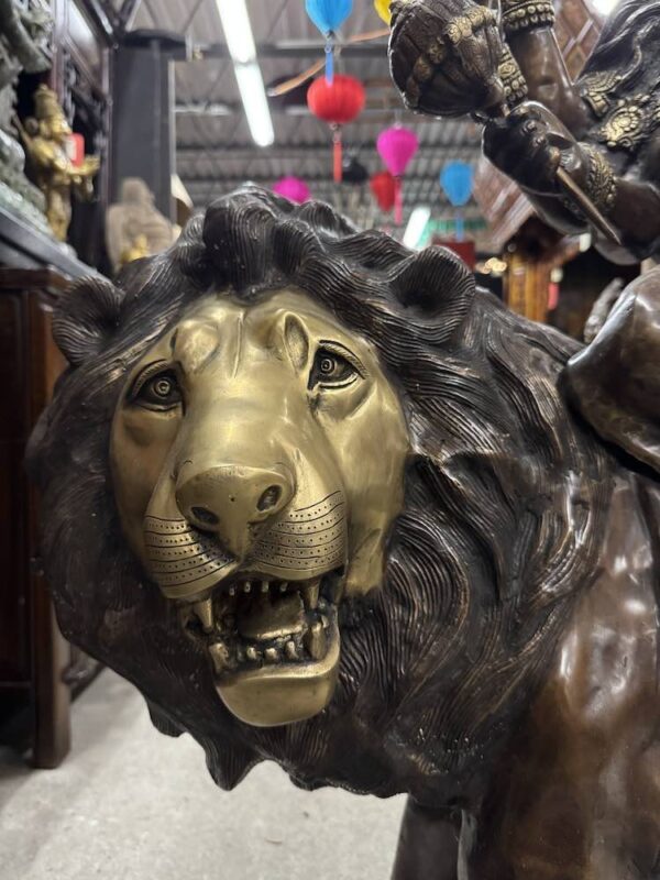 43" Great Quality Brass Durga On Her Lion Dawon - Image 8
