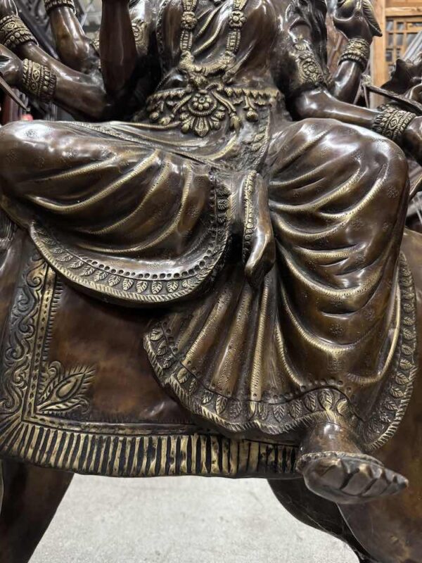 43" Great Quality Brass Durga On Her Lion Dawon - Image 7