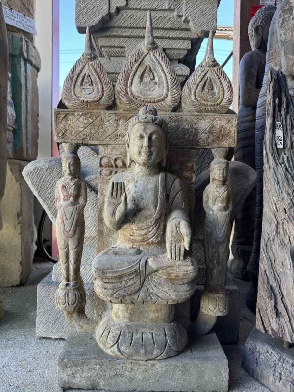 Old Chinese Temple Gray Marble Buddha Wall Shrine - Image 5