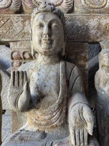 Old Chinese Temple Gray Marble Buddha Wall Shrine - Image 4