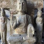 Old Chinese Temple Gray Marble Buddha Wall Shrine