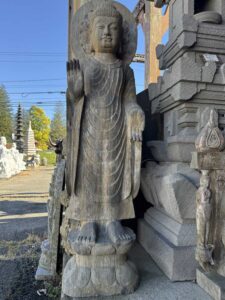 Old Chinese Temple Gray Marble Buddha Stand - Image 2