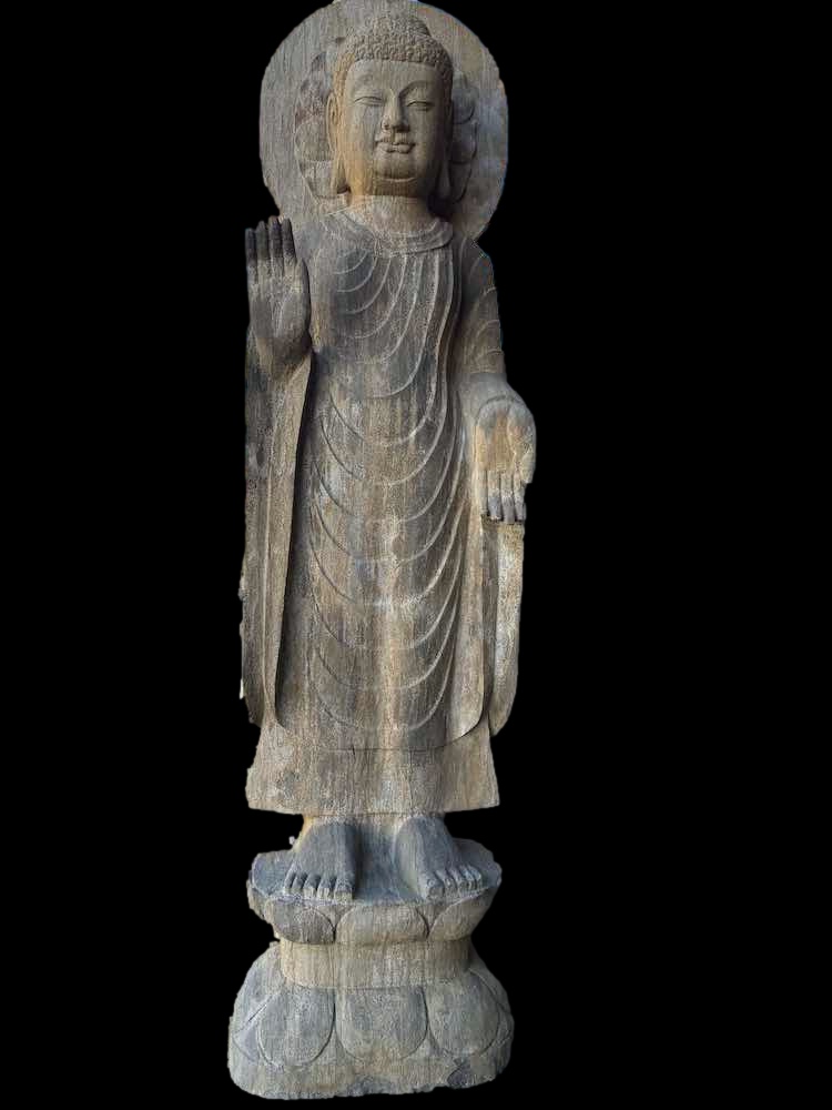 Old Chinese Temple Gray Marble Buddha Stand