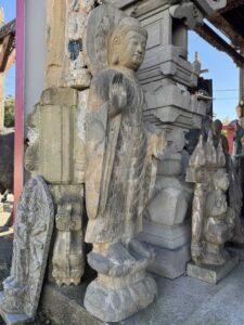 Old Chinese Temple Gray Marble Buddha Stand - Image 3
