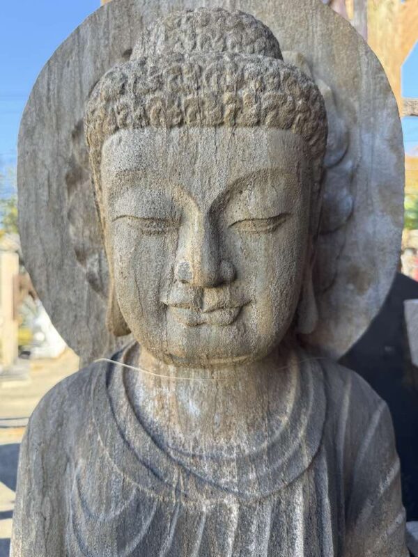 Old Chinese Temple Gray Marble Buddha Stand - Image 5