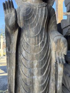 Old Chinese Temple Gray Marble Buddha Stand - Image 6