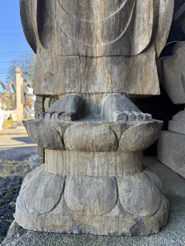 Old Chinese Temple Gray Marble Buddha Stand - Image 7