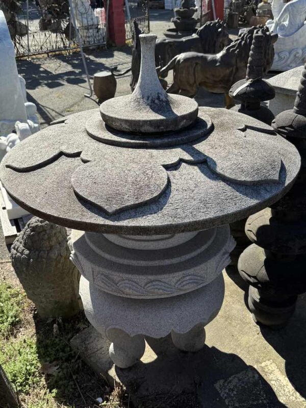 60"  Large Japanese Yukimi Gata Stone Lantern - Image 5