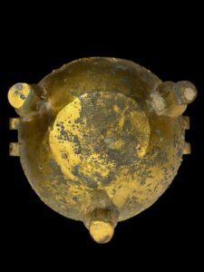 Antique Chinese Bronze Thunder & Cloud Tripod Ding (Cauldron) - Image 4