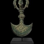 Large Brass Ritual Vajra Kartika On Black Stand