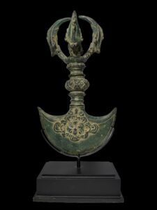 Large Brass Ritual Vajra Kartika On Black Stand