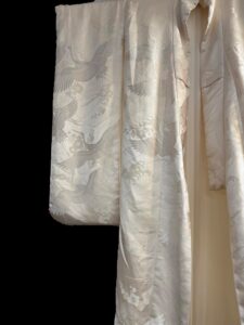 Vintage Japanese Uchikake Wedding Kimono-Thousand White Cranes - Image 3