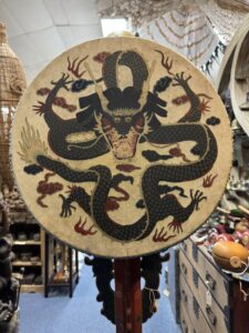 Chinese Dragon Temple Processional Drum On Stand - Image 2