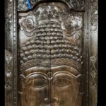 Hand Carved Javanese Wooden Door Buddha Face