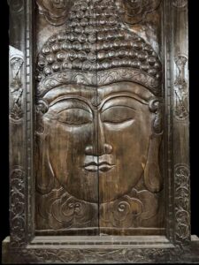Hand Carved Javanese Wooden Door Buddha Face - Image 2