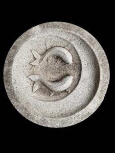 Asian Garden Double Fish Stone Basalt Basin - Image 3