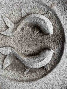Asian Garden Double Fish Stone Basalt Basin - Image 4