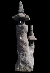 45" Lava Stone Yamadōrō Lantern - Double Tree Trunk - Image 2