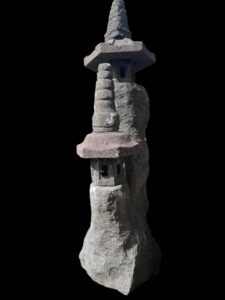 45" Lava Stone Yamadōrō Lantern - Double Tree Trunk - Image 3
