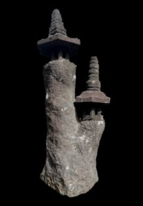 45" Lava Stone Yamadōrō Lantern - Double Tree Trunk - Image 4
