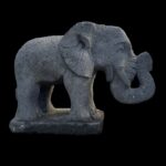 Old Lava Stone Baby Elephant On Base